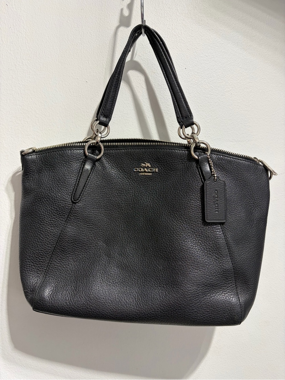Coach Black Pebbled Leather Satchel with Silver Hardware
